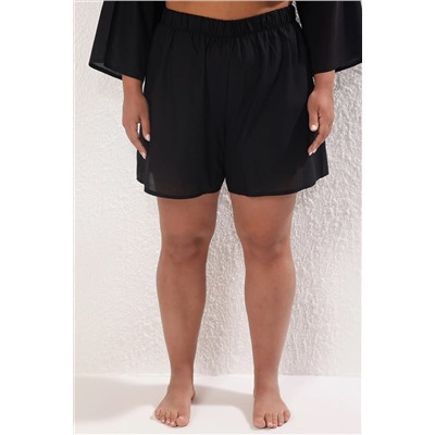 Siyah Bağlama Detaylı Beachwear Büyük Beden Alt-Üst Takım TBBSS25CP00001