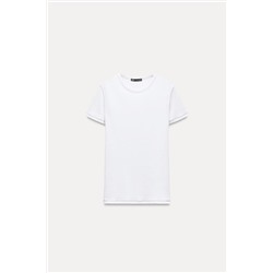 T-SHIRT WITH CONTRASTING RIBBED TRIMS