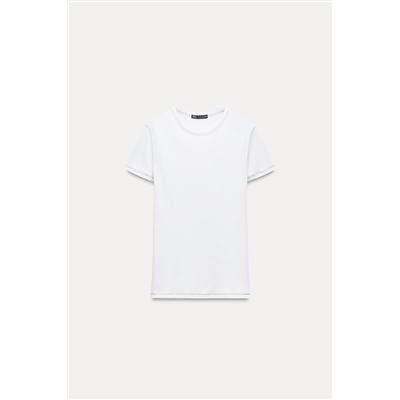 T-SHIRT WITH CONTRASTING RIBBED TRIMS