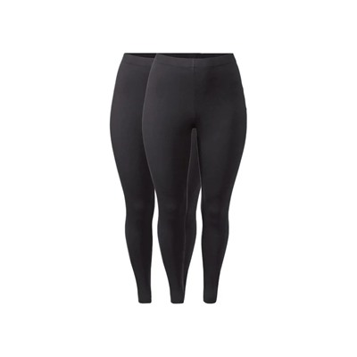 ESMARA® Damen Leggings, 2 Stück, mit normaler Leibhöhe