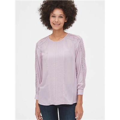 Lace-Trim Pintuck Top