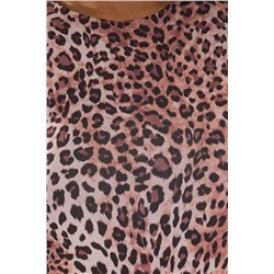 Açık Kahverengi Leopar Desenli Halter Yaka Esnek Alttan Çıtçıtlı Örme Body TBBSS25CS00000
