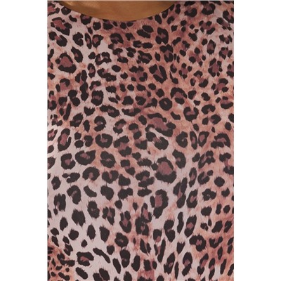 Açık Kahverengi Leopar Desenli Halter Yaka Esnek Alttan Çıtçıtlı Örme Body TBBSS25CS00000