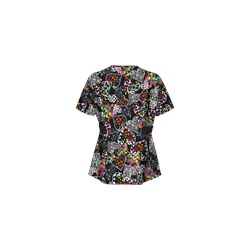 UA Butter-Soft STRETCH Splash of Love Black Scrub Top