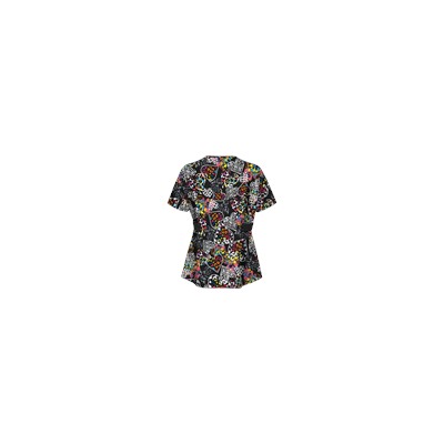 UA Butter-Soft STRETCH Splash of Love Black Scrub Top