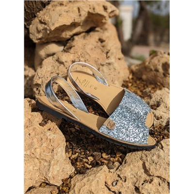 AB. Zapatos 320-5 GLITTER PLATA+Pelle CANDELA plata АКЦИЯ