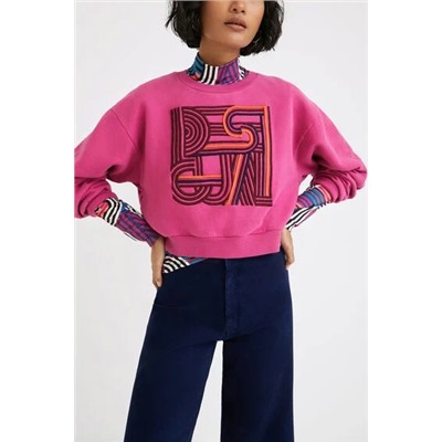 Sudadera felpa lisa bordados