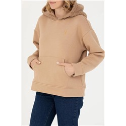 Kadın Kum Kapüşonlu Sweatshirt