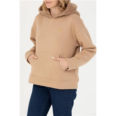 Kadın Kum Kapüşonlu Sweatshirt