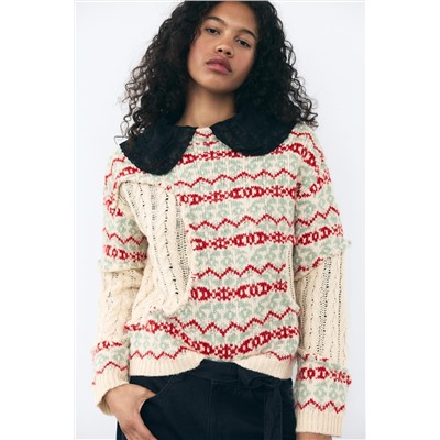 CABLE-KNIT JACQUARD SWEATER