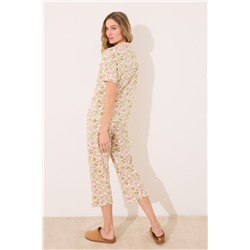 Pijama camisero capri 100% algodón estampado flores