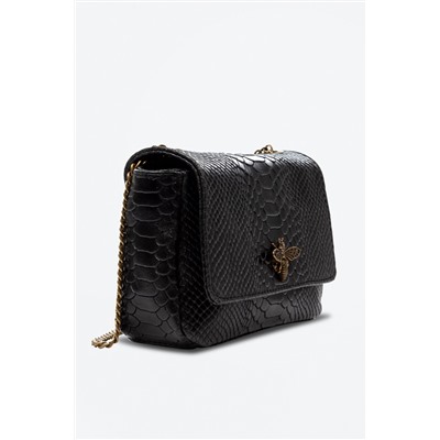 Bandolera de piel Negro y dorado - Firenze Artegiani