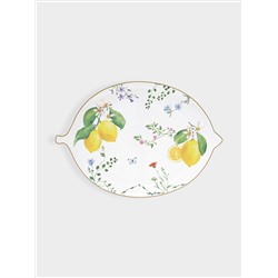 Блюдо, 25х18 см, фарфор P, овальное, белое, Цветы и лимоны, Fleurs et Citrons
