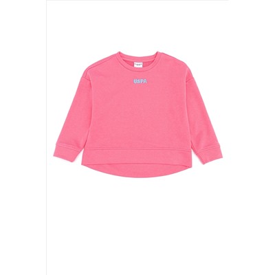 Çocuk Pembe Basic Bisiklet Yaka Sweatshirt
