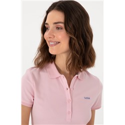 Kadın Açık Pembe Basic Polo Yaka Tişört
