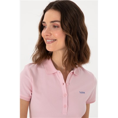 Kadın Açık Pembe Basic Polo Yaka Tişört