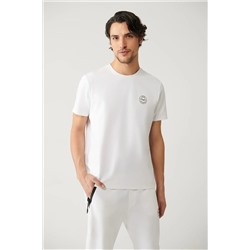 Avva, Erkek Beyaz Bisiklet Yaka Jersey Kumaş Garnili T-shirt A41y1114