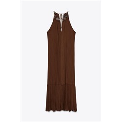 HALTER EYELET MIDI DRESS