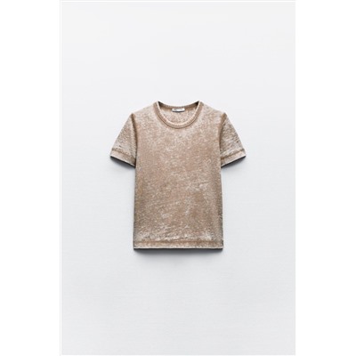 SLUB KNIT DEVORÉ FADED-EFFECT T-SHIRT