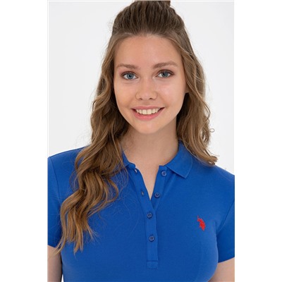 Kadın Saks Basic Polo Yaka Tişört