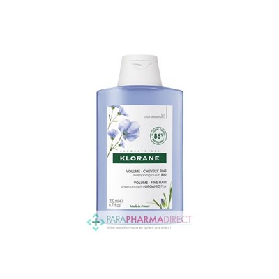 Klorane Lin BIO Shampoing Volume Cheveux Fins 200ml