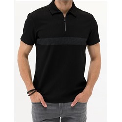 Siyah Slim Fit Göğüs Baskılı Tişört