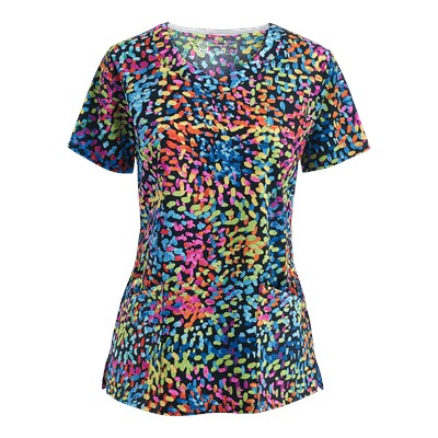 BIO Scrubs Sprinkles-Black Print Top