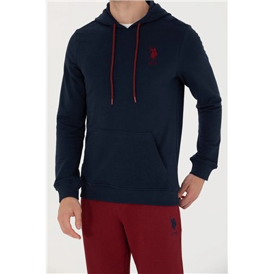 Erkek Lacivert Kapüşonlu Basic Sweatshirt