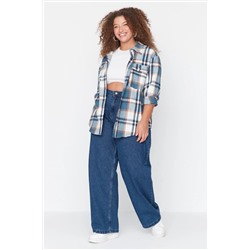 Mavi Yüksek Bel Geniş Kesim Jeans TBBAW23CJ00020