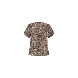 UA Boho Paisley White V-Neck Scrub Top