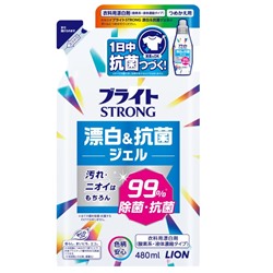 LION Гель-отбеливатель кислородный для стойких загрязнений  Bright STRONG мягкая упаковка 480мл