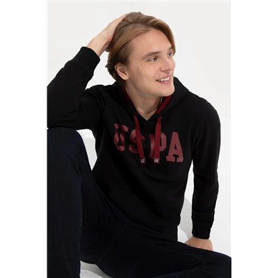 Erkek Siyah Kapüşonlu Basic Sweatshirt