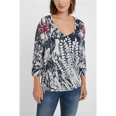 Camiseta jacquard floral