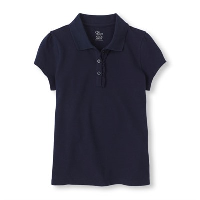 Girl Short Sleeve Ruffle-Placket Polo