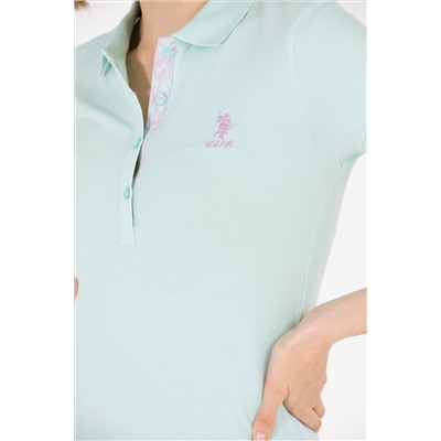 Kadın Su Yeşili Basic Polo Yaka Tişört
