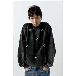 FADED-EFFECT RING HOODIE