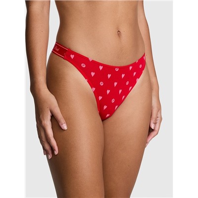 Logo Cotton High-Leg Thong Panty
