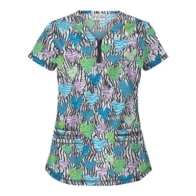 UA Wild At Heart Pewter Print Scrub Top
