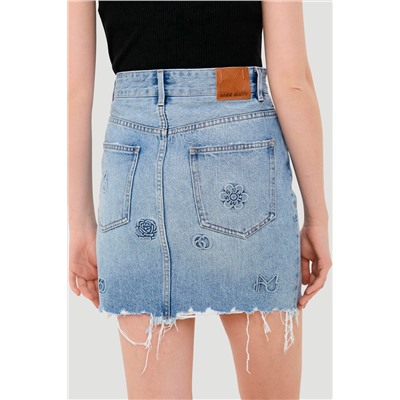 Minifalda vaquera de talle alto Azul claro