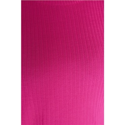 Fuşya Fitilli Bisiklet Yaka Triko Kazak Pantolon Takım TBBAW23CP00044