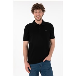 Erkek Regular Fit Polo Yaka Siyah Basic Tişört