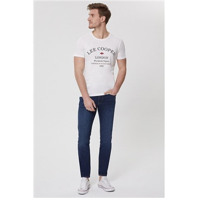 Lee Cooper Erkek Jony O Yaka T-Shirt Off White 212 LCM 242009