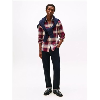 Slim Fit Check Stretch Herringbone Shirt