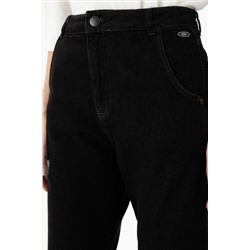 Kadın Siyah Mom High Waist Fit Jean Pantolon