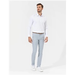 Açık Mavi Slim Fit Beli Lastikli Kanvas Pantolon