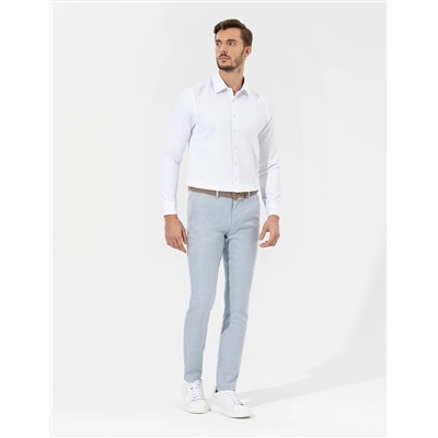 Açık Mavi Slim Fit Beli Lastikli Kanvas Pantolon