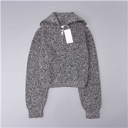 Повседневный короткий вязаный свитер с длинными рукавами