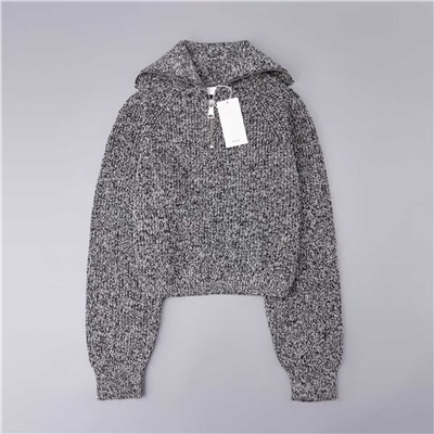 Повседневный короткий вязаный свитер с длинными рукавами