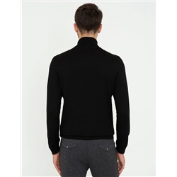 Siyah Slim Fit Balıkçı Yaka Basic Triko Kazak