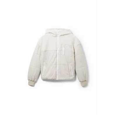 Chaqueta acolchada borreguito capucha